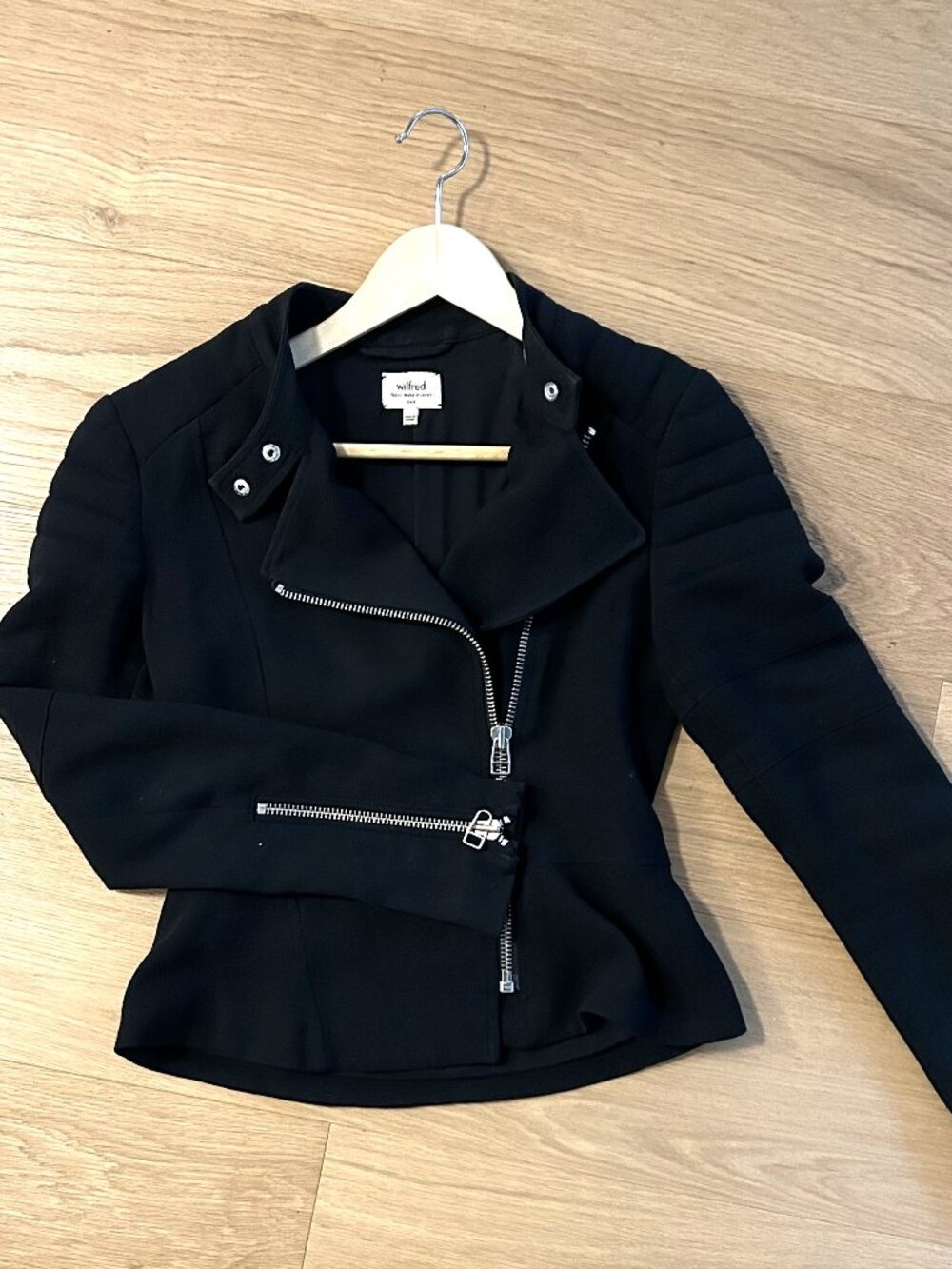 Wilfred by Aritzia Black Moto Biker Jacket | Size 2